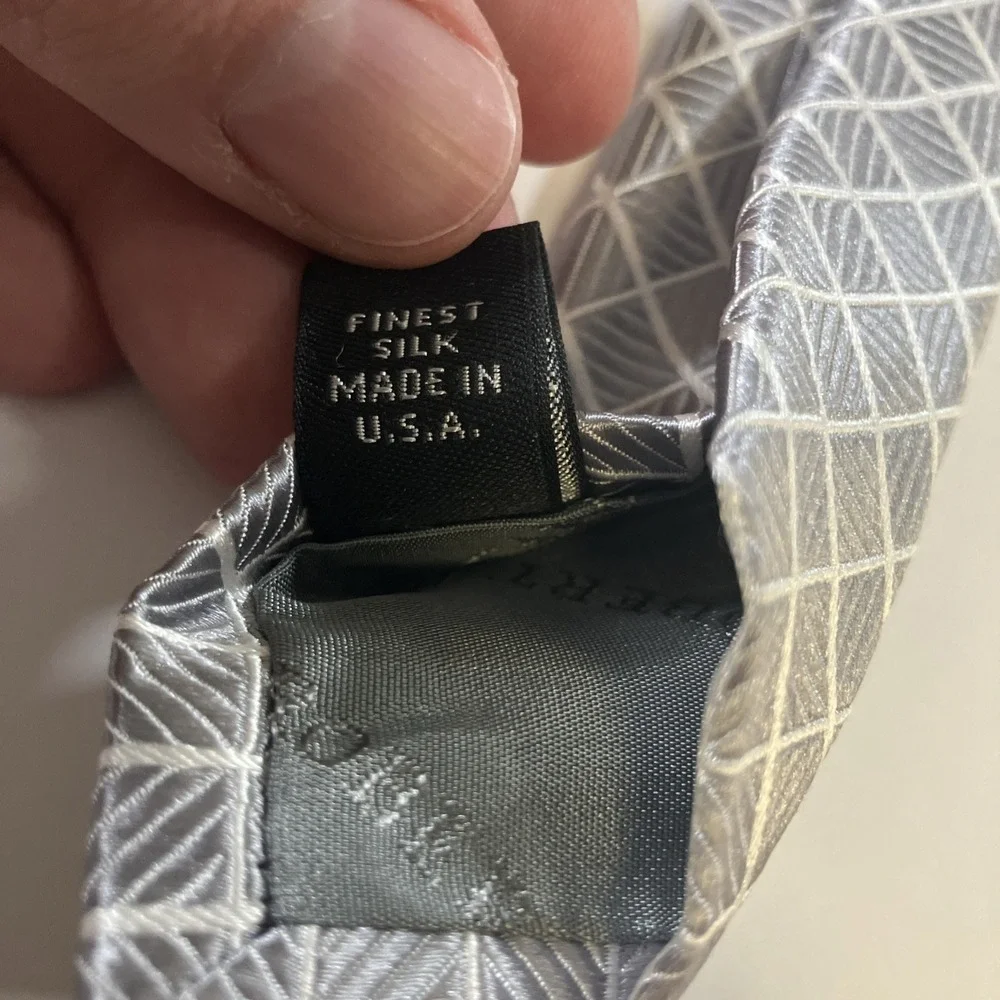 Robert Talbott Silver Diamond‎ Lattice Geometric Silk Necktie Made in USA